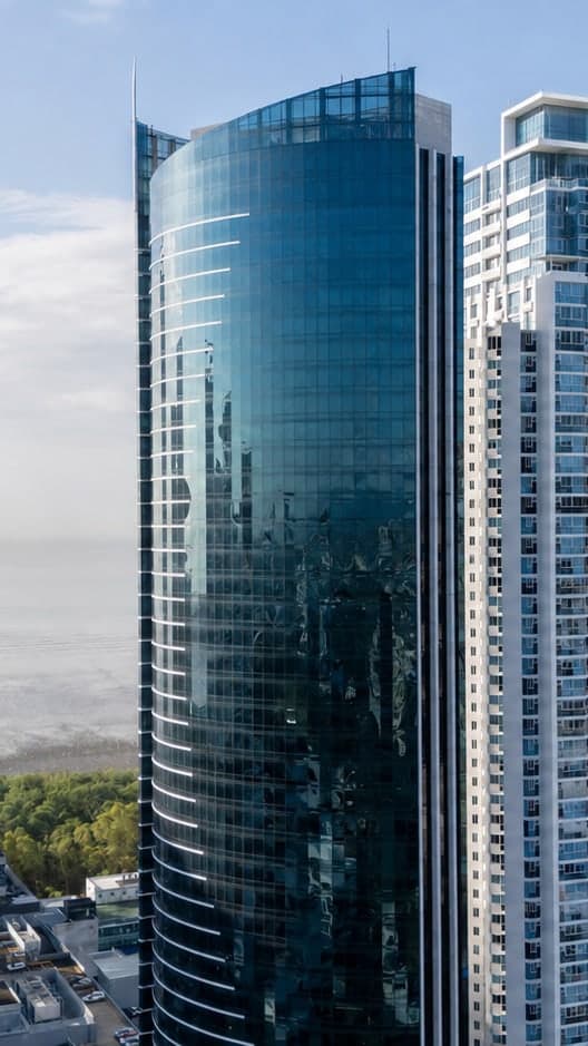 Torres de oficinas y apartamentos frente a la bahía de Ciudad de Panamá